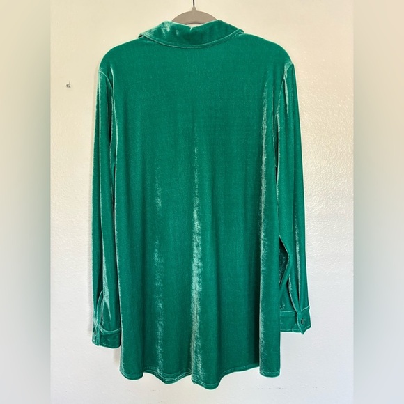 Soft Surroundings Green Velvet Long Shirt - Picture 10 of 12